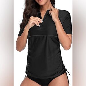 NWT Swim Rash Guard Zip Top